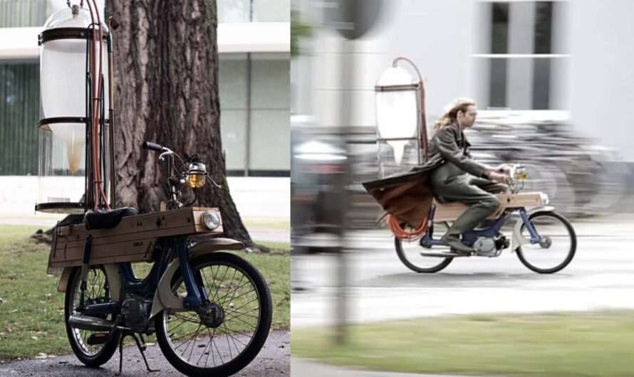 Dutch Engineering student modifies his motorcycle to run on methane recovered from swamps.
